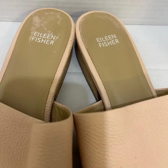 Eileen Fisher Women's Cream Slide Sandals thong woman’s size 11 leather - Picture 6 of 9
